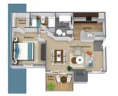 Calibre Springs Berkeley Deluxe 970 sq. ft. Floorplan