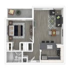 1 habitación, 1 baño, 641 ft².