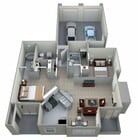 2 Bedroom, 2 Bath (1,302 sqft.)