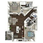 1,221 square foot two bedroom, two bath apartment home