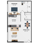 Oakwood 1 Bedroom Floorplan