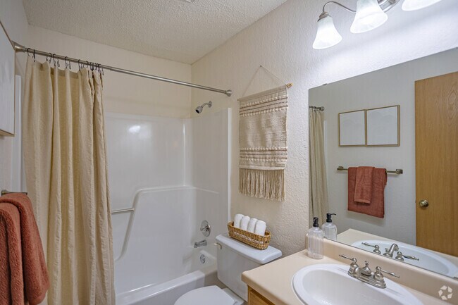 2BR, 2BA - 891SF - Primary Bathroom - Warrington Apartments