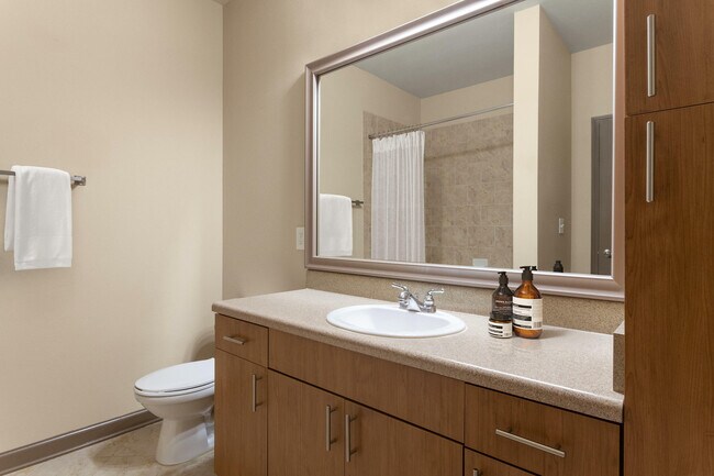 Experience the tranquility of a well-designed bathroom space, perfect for relaxation.