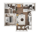 1 BR x 1 BA with Washer/Dryer B