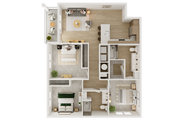 Explore la elegancia de este espacioso apartamento de dos habitaciones, perfecto para la vida moderna.