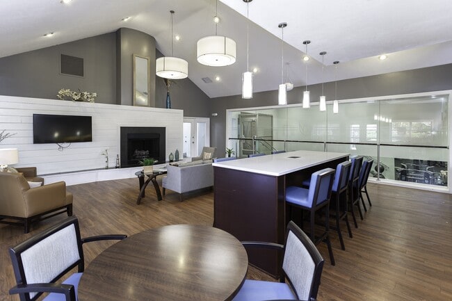 Clubhouse with fireplace and TV