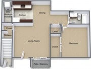 1BR, 1BA - 655 SF