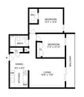 2B1B West | 2-Bedroom Floorplan