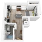 Plano L | estudio, 1 baño