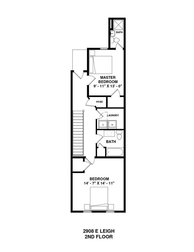 Plano de la segunda planta - 2908 E Leigh St Unidad 2908