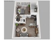 One bedroom, one bathroom