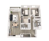 2B Floor Plan - 3D