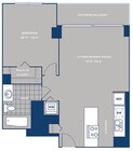 1 bed 1 bath / 12 floor plan One Superior Place