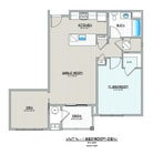 Explore the elegant layout featuring a spacious bedroom and versatile living spaces.