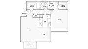 1 BR x 1 BA - B Floorplan