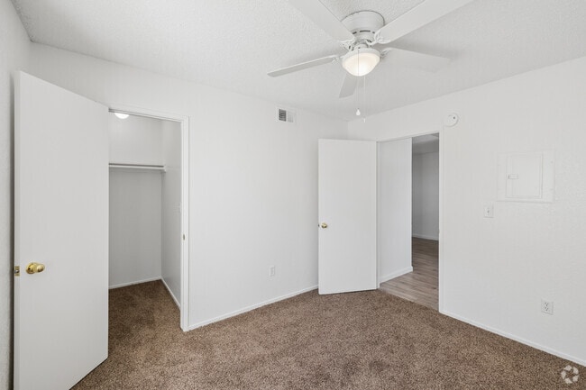 2BR, 1BA - 728SF - Primary Bedroom - Pine Ridge Apartments