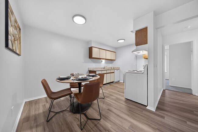 Kitchen and dining area at Lakeside Village Apartments in Clinton Township, MI.