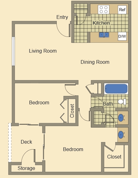 2BR/1BA - 2 Bed 1 Bath