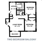 2BR/1BA Balcony