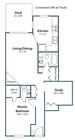 1-bed, 1.5 bath with study & fireplace
