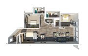 Two Bedroom 2 Bathroom 1104 Square Feet
