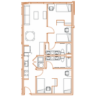 B4 Floor Plan - 2 Bedroom, 2 Bath | 4 Residents