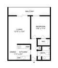 1B1B West | 1-Bedroom Floorplan