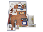 A180 Floorplan: 1 Bedroom, 1 Bathroom