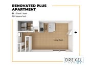424 sq ft Studio 1 bath