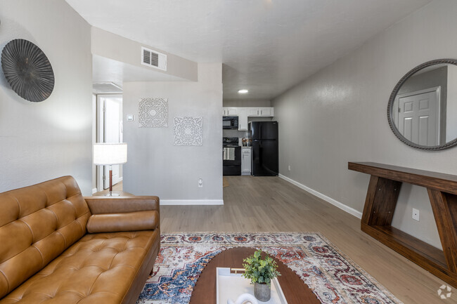 2BR, 1BA - 689SF - Living Room - Westside Commons
