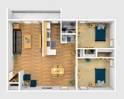 Two Bedroom Furnished 3D View