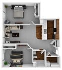 2 Bedroom 1 Bathroom Apartment Floorplan