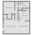 1 Bedroom, 1 Bath Floor Plan