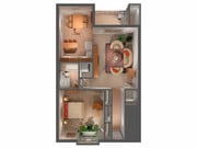 1BR/1BA Floor Plan