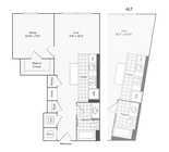 1 BR x 1 BA - D Floorplan