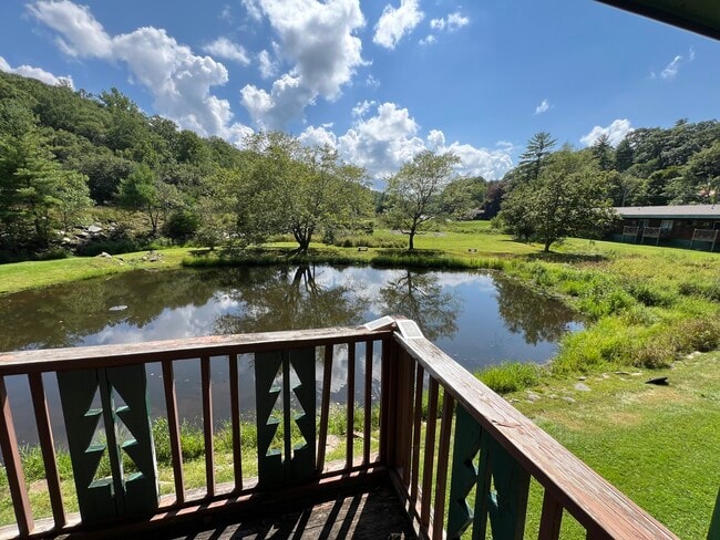 porch overlooking pond