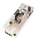 3D Slate - Studio Floor Plan - Salt Lake City, UT