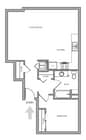 One-Bedroom, One-Bathroom 2D Floor Plan