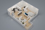 1-Bed - 3D Floor Plan