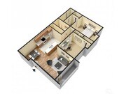 TSH 2 Bedroom, 2 Bathroom Floor Plan 3D