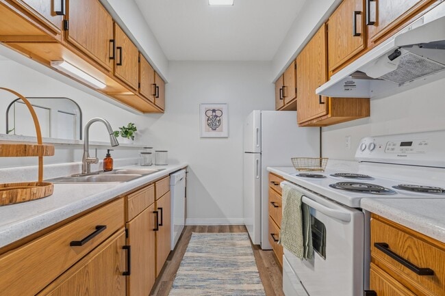 Wood-Look Cabinets with Modern Hardware - Kitchen