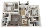 The Bambino - Two Bedrooms Two Bathrooms 1067 sqft with Patio/Balcony