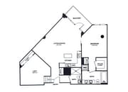 One Bedroom Two Bath w/Loft (1200 SF)