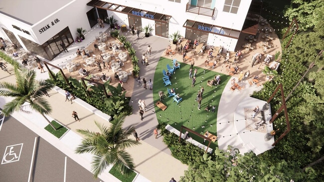 Ariel view of outdoor courtyard