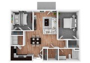 2 Bedroom 1 Bathroom Apartment Floorplan