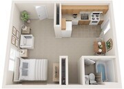 Medium Studio?, 420 sqft, Fully Equipped Eat-in Kitchen, Heat and Hot Water Included