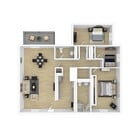 3 Bedrooms, 1.5 Baths - 1020 sq. ft. - 3D Furnished