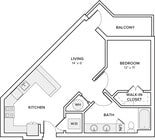 688 square foot one bedroom one bath floor plan image