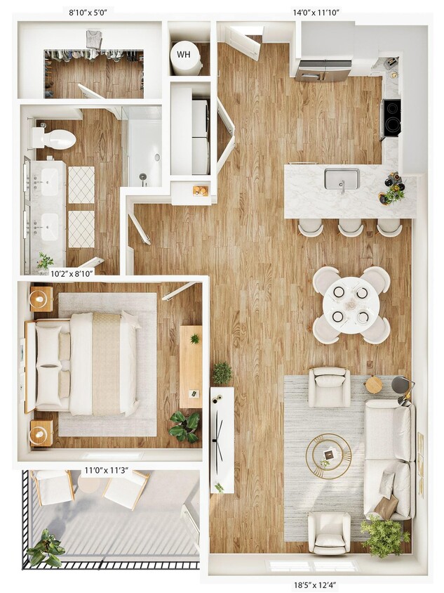 Explore this stylish apartment floor plan, perfect for modern living and entertaining. - A3