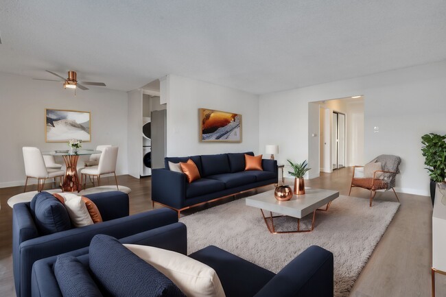 Staged living room - 1477 Canfield Ave. Apartments